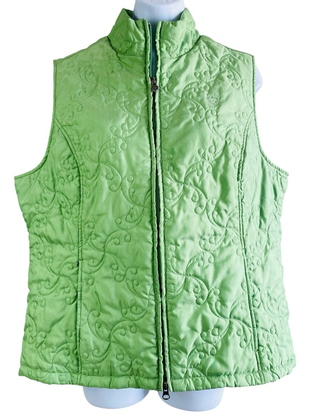 Ariat Light Green Quilted Insulated Equestrian Full Zip Vest Size XL